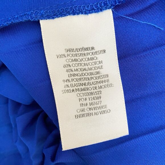 $350 Alice + Olivia Yuki pleated dress cobalt blue Padded Shoulder Sz Small Midi - Picture 7 of 9